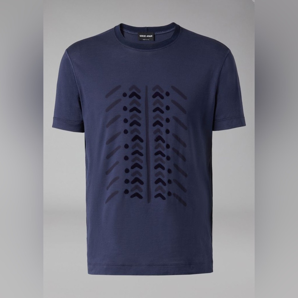Giorgio Armani Rare Jacquard Geometric Motif T-Shirt Size XL